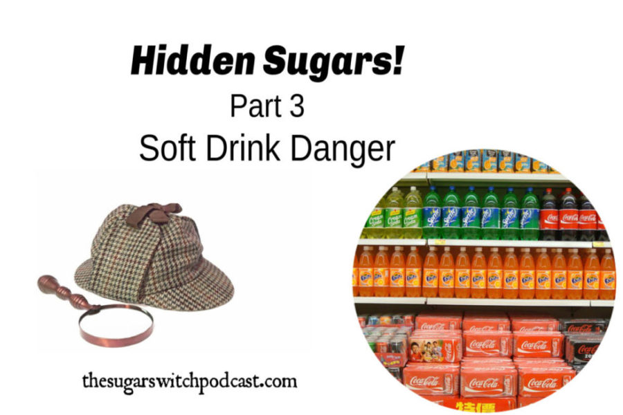 detective hat, magnifying glass and soft drinks